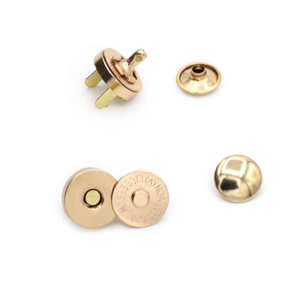 Застібка-кнопка магнітна для сумки золото, 14мм (3 частини) оптом