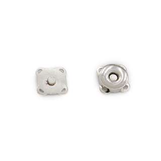 Застежка-кнопка магнитная для сумки серебро, 19х19мм (2 части) оптом