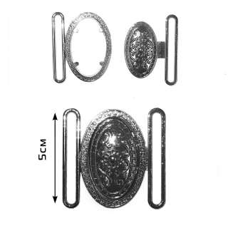 Пряжка металл разъемная 50мм овал 55х55мм никель оптом