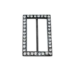 Пряжка нероз'ємна зі стразами метал 50мм прямокутна 60х40мм чорна