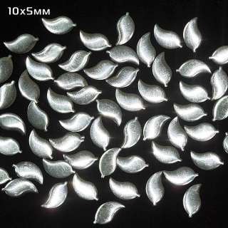 Термострази метал листочок 10х5мм сріблясті оптом