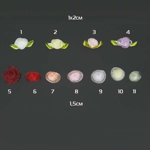 Пришивний декор трояндочка 15мм в асортименті оптом