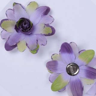 Брошь цветок сиренево-зеленый 11 см оптом