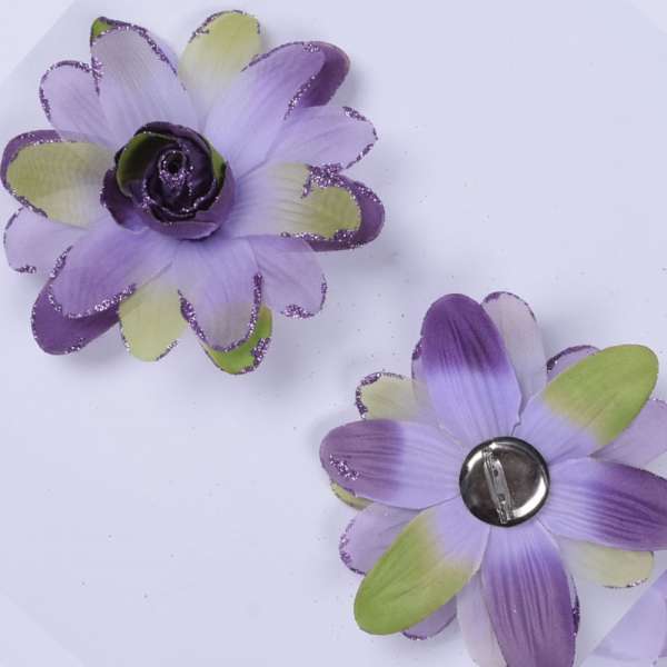 Брошь цветок сиренево-зеленый 11 см оптом