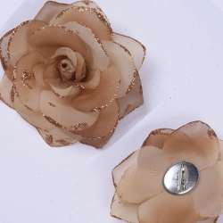 Брошь цветок бежевый 9 см