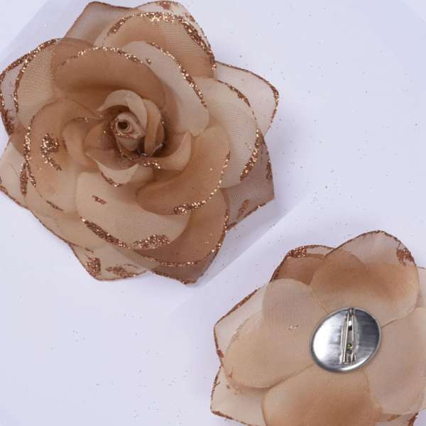 Брошь цветок бежевый 9 см оптом