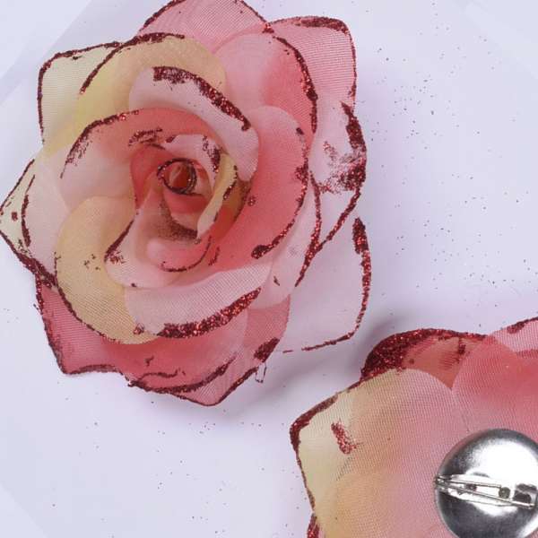 Брошь цветок красно-розовый 9 см оптом