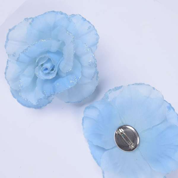 Брошь цветок голубой 9 см оптом