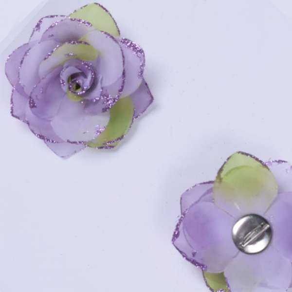 Брошь цветок сиренево-зеленый 9 см оптом