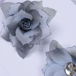 Брошь цветок серый 11 см