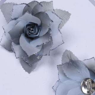 Брошь цветок серый 11 см оптом