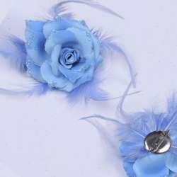 Брошь цветок голубой 6 см