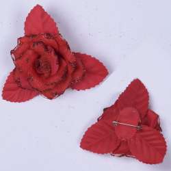 Брошь цветок красный 9 см
