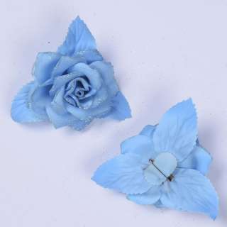 Брошь цветок голубой 11 см оптом