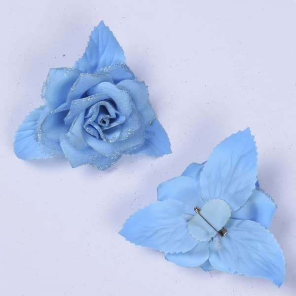 Брошь цветок голубой 11 см оптом