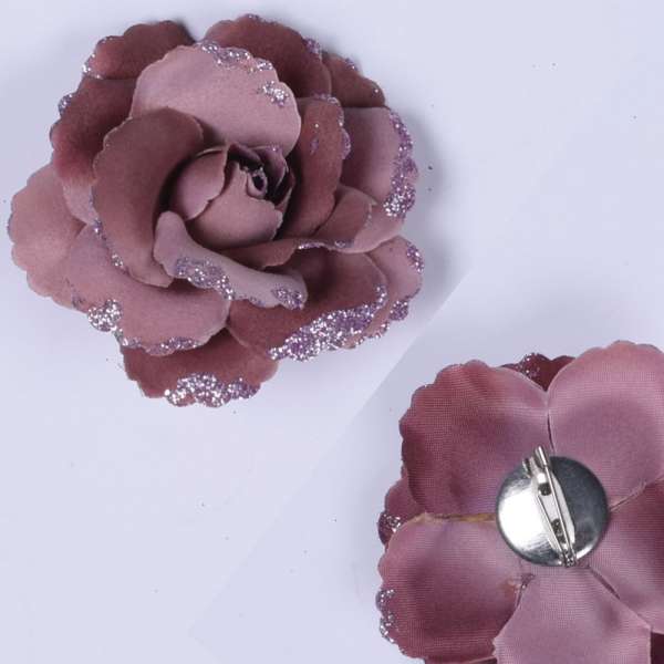 Брошь цветок коричнево-фиолетовый 7 см оптом