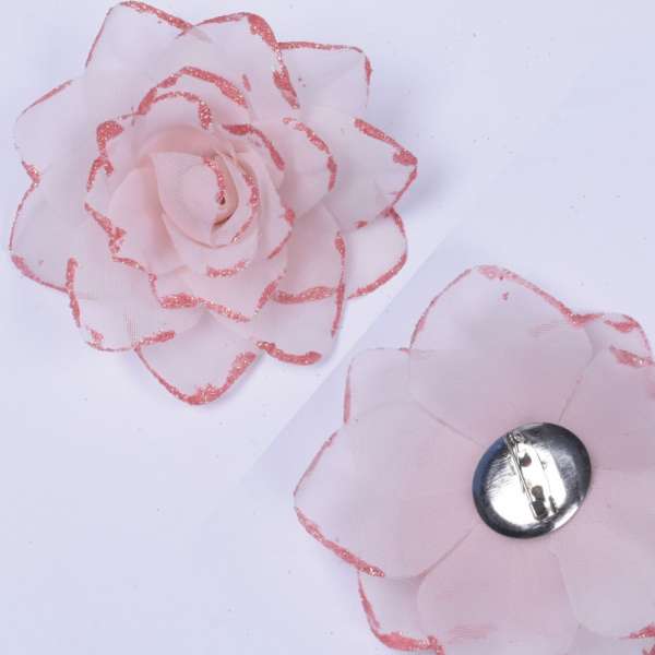 Брошь цветок розовый бледный 9 см оптом