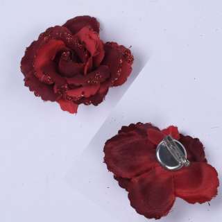 Брошь цветок красный темный 6 см оптом