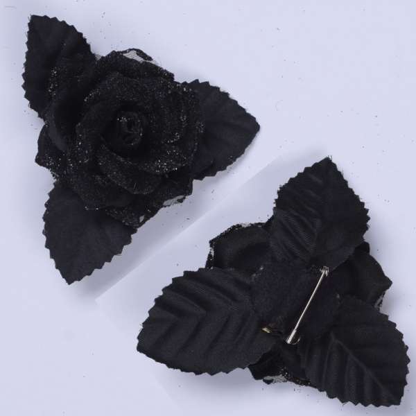 Брошь цветок черный 9 см оптом