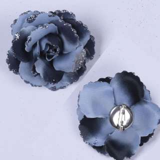Брошь цветок серый 7 см оптом