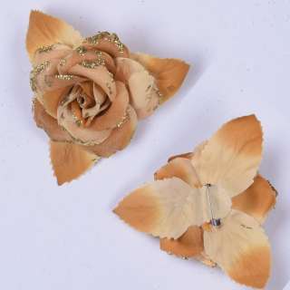 Брошь цветок бежевый 11 см оптом