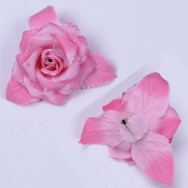 Брошь цветок розовый 11 см оптом