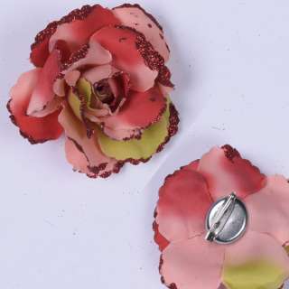 Брошь цветок красно-желтый 7 см оптом