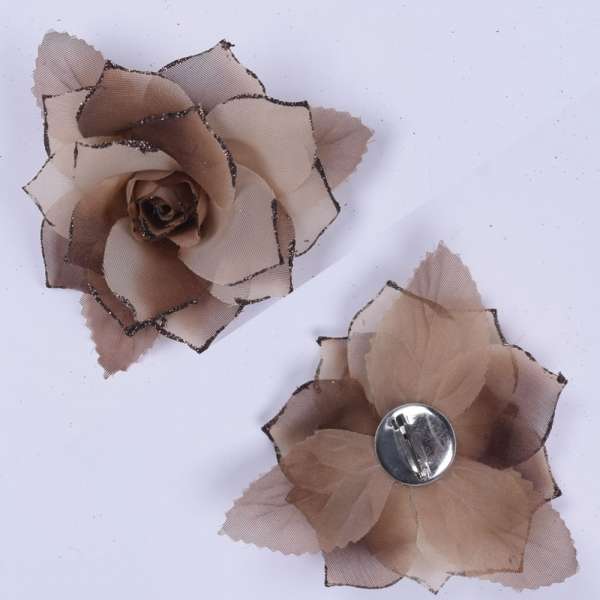 Брошь цветок бежево-коричневый 11 см оптом