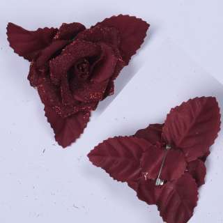 Брошь цветок бордовый темный 8 см оптом