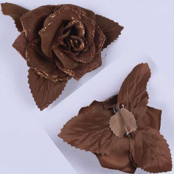 Брошь цветок коричневый 11 см оптом