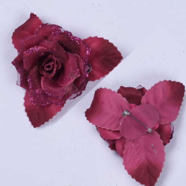 Брошь цветок фуксия 9см оптом