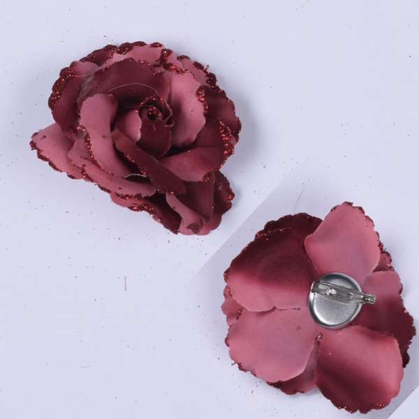 Брошь цветок вишневый 7см оптом