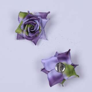 Брошь цветок фиолетово-зеленый 7см оптом