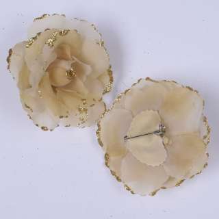 Брошь цветок бежевый 7 см оптом