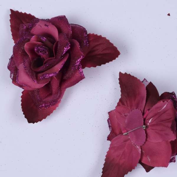 Брошь цветок бордовый 11 см оптом