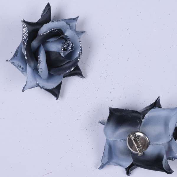 Брошь цветок серый 7 см оптом