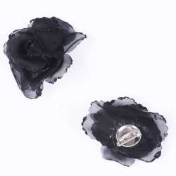 Брошь цветок черный 7 см