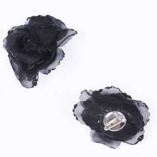 Брошь цветок черный 7 см оптом