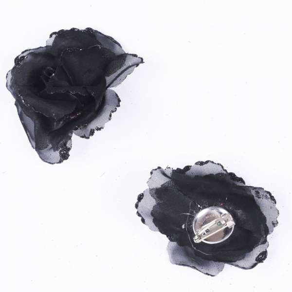 Брошь цветок черный 7 см оптом