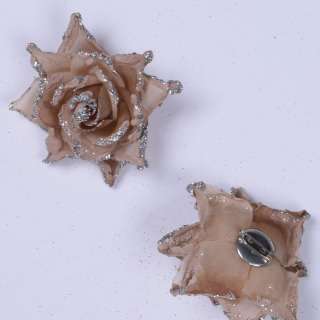 Брошь цветок бежевый 7 см оптом
