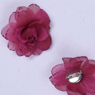 Брошь цветок малиновый 7 см оптом