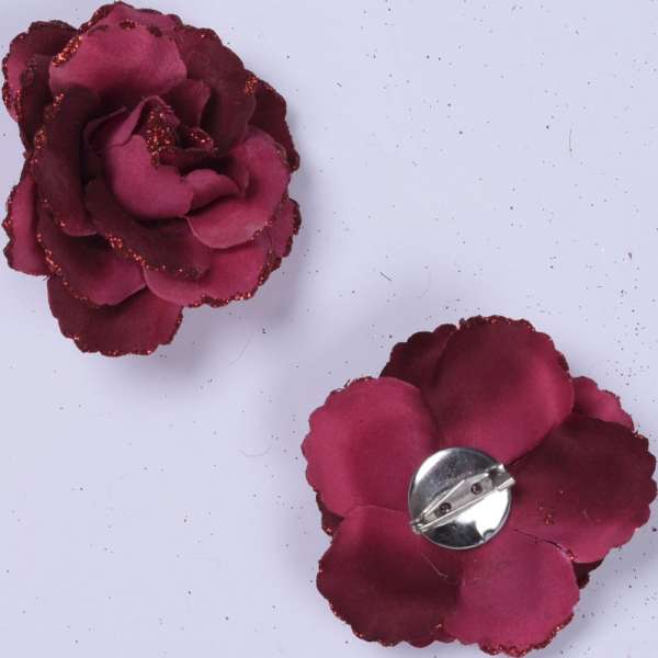 Брошь цветок бордовый 7 см оптом