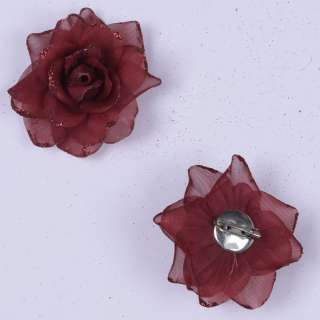 Брошь цветок бордовый 6см оптом