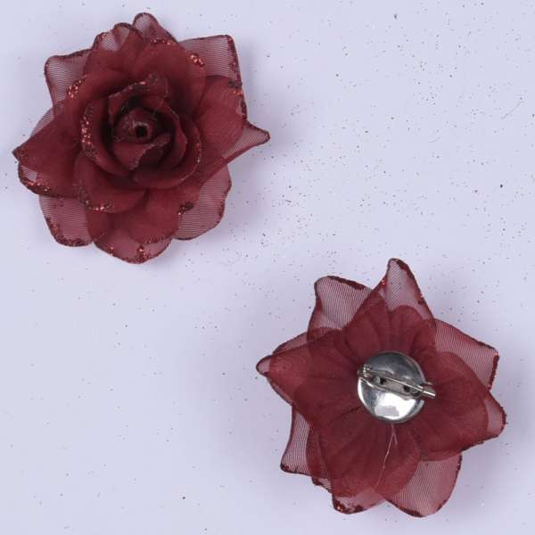 Брошь цветок бордовый 6см оптом