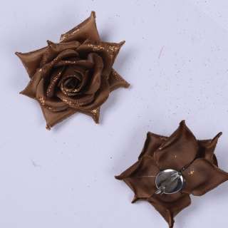 Брошь цветок коричневый 7 см оптом