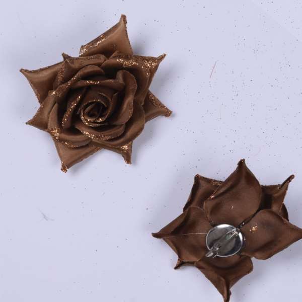 Брошь цветок коричневый 7 см оптом