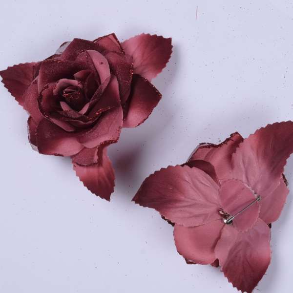 Брошь цветок бордовый 11 см оптом