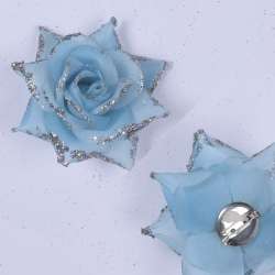Брошь цветок голубой 7см