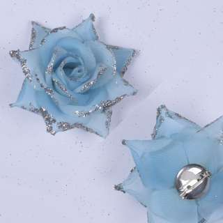 Брошь цветок голубой 7см оптом