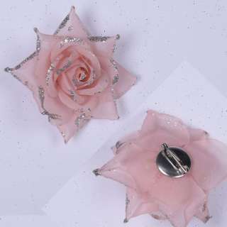 Брошь цветок розовый светлый 7см оптом